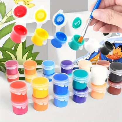 A Set of 12 Acrylic Paint Colors with Brushes, Perfect for DIY Art Projects and Drawing. Set Makes a Great Gift for Halloween