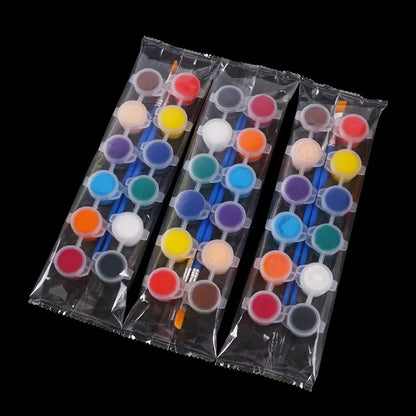 A Set of 12 Acrylic Paint Colors with Brushes, Perfect for DIY Art Projects and Drawing. Set Makes a Great Gift for Halloween