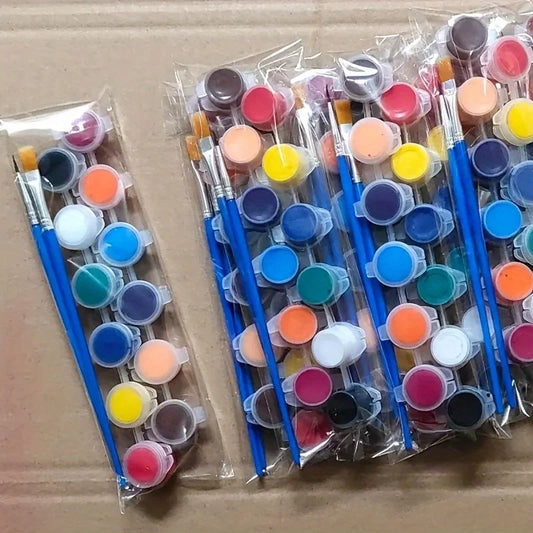 A Set of 12 Acrylic Paint Colors with Brushes, Perfect for DIY Art Projects and Drawing. Set Makes a Great Gift for Halloween